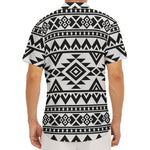 White And Black Aztec Pattern Print Men's Deep V-Neck Shirt