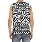 White And Black Aztec Pattern Print Men's Fitness Tank Top