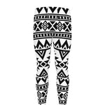 White And Black Aztec Pattern Print Men's leggings