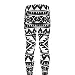 White And Black Aztec Pattern Print Men's leggings