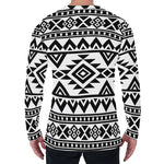White And Black Aztec Pattern Print Men's Long Sleeve T-Shirt