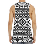 White And Black Aztec Pattern Print Men's Muscle Tank Top