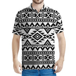 White And Black Aztec Pattern Print Men's Polo Shirt