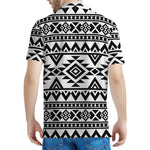 White And Black Aztec Pattern Print Men's Polo Shirt