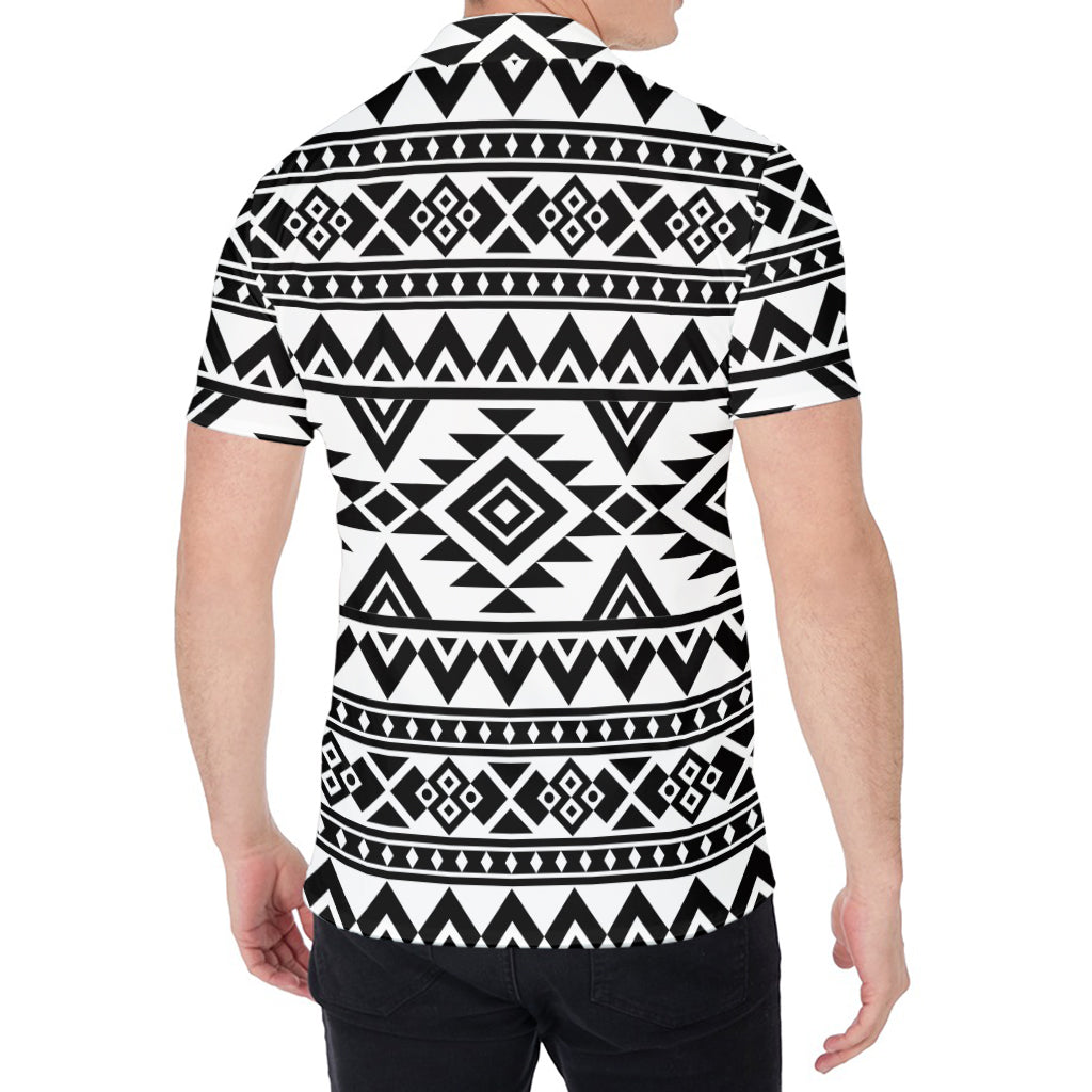 White And Black Aztec Pattern Print Men's Shirt