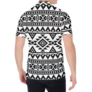 White And Black Aztec Pattern Print Men's Shirt