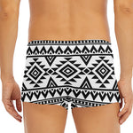 White And Black Aztec Pattern Print Men's Short Boxer Briefs