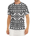 White And Black Aztec Pattern Print Men's Short Sleeve Rash Guard