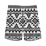 White And Black Aztec Pattern Print Men's Sports Shorts