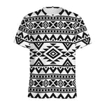 White And Black Aztec Pattern Print Men's Sports T-Shirt