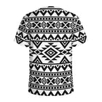 White And Black Aztec Pattern Print Men's Sports T-Shirt