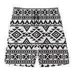 White And Black Aztec Pattern Print Men's Swim Trunks