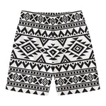 White And Black Aztec Pattern Print Men's Swim Trunks