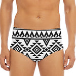 White And Black Aztec Pattern Print Men's Triangle Swim Briefs