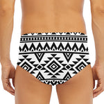 White And Black Aztec Pattern Print Men's Triangle Swim Briefs