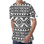 White And Black Aztec Pattern Print Men's Velvet T-Shirt