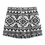 White And Black Aztec Pattern Print Mesh Shorts