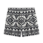 White And Black Aztec Pattern Print Mesh Shorts