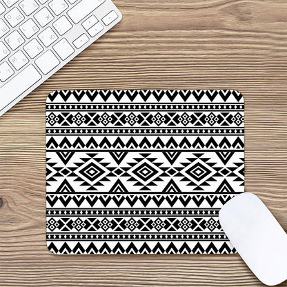 White And Black Aztec Pattern Print Mouse Pad