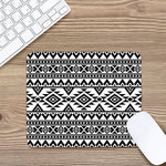 White And Black Aztec Pattern Print Mouse Pad