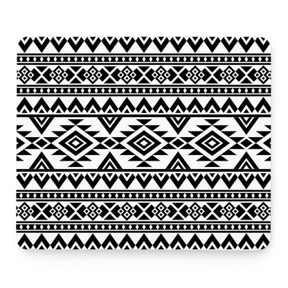 White And Black Aztec Pattern Print Mouse Pad
