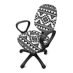 White And Black Aztec Pattern Print Office Chair Cover