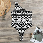 White And Black Aztec Pattern Print One Shoulder Bodysuit