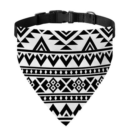 White And Black Aztec Pattern Print Over The Collar Dog Bandana