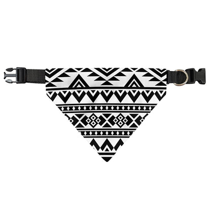 White And Black Aztec Pattern Print Over The Collar Dog Bandana