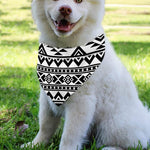 White And Black Aztec Pattern Print Over The Collar Dog Bandana