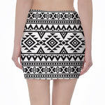 White And Black Aztec Pattern Print Pencil Mini Skirt