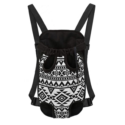White And Black Aztec Pattern Print Pet Carrier Backpack