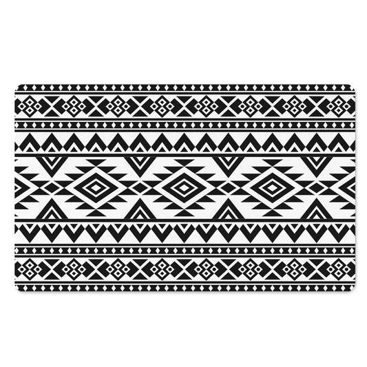 White And Black Aztec Pattern Print Polyester Doormat