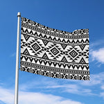 White And Black Aztec Pattern Print Polyester Flag