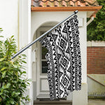 White And Black Aztec Pattern Print Polyester Flag