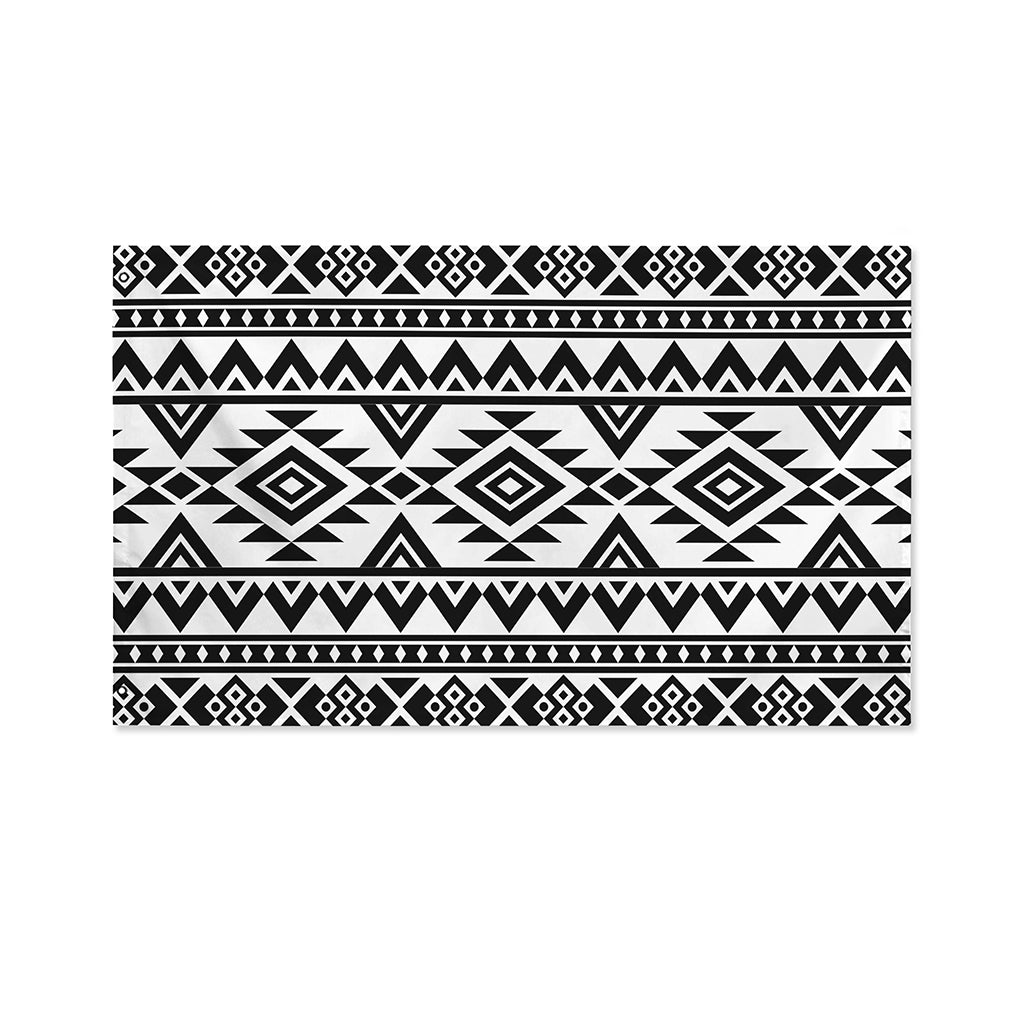 White And Black Aztec Pattern Print Polyester Flag