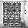 White And Black Aztec Pattern Print Premium Shower Curtain