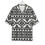 White And Black Aztec Pattern Print Rayon Hawaiian Shirt
