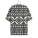 White And Black Aztec Pattern Print Rayon Hawaiian Shirt