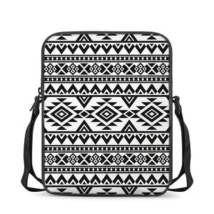 White And Black Aztec Pattern Print Rectangular Crossbody Bag