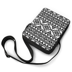 White And Black Aztec Pattern Print Rectangular Crossbody Bag