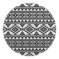 White And Black Aztec Pattern Print Round Blanket