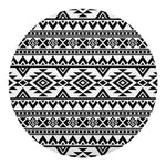 White And Black Aztec Pattern Print Round Blanket