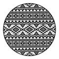 White And Black Aztec Pattern Print Round Floor Mat