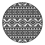 White And Black Aztec Pattern Print Round Floor Mat