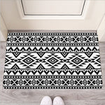 White And Black Aztec Pattern Print Rubber Doormat