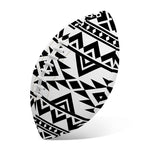 White And Black Aztec Pattern Print Rugby Ball