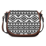White And Black Aztec Pattern Print Saddle Bag