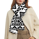 White And Black Aztec Pattern Print Scarf