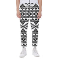 White And Black Aztec Pattern Print Joggers